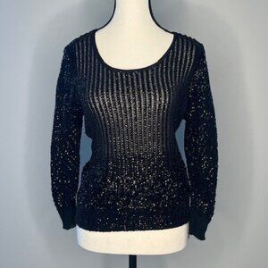 Women's Black Sequenced Blouse, Size Small